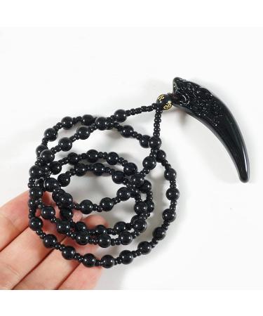 Soulful Black Onyx Crystal Bridge Bracelet and Obsidian Wolf Tooth Necklace Set - Buy Online on GoSupps.com
