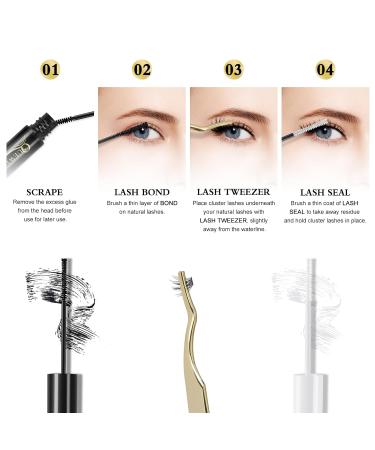 QUEWEL Eyelash Applicator Tool - 2 Stainless Steel Cluster Tweezers for Individual Eyelashes | DIY Curved Eyelash Tweezers | Golden Eyelash Applicator for Perfect Lash Application - Buy Online on GoSupps.com