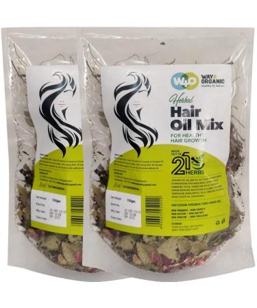 Herbal Hair Oil Mix of 21 Herbs for Thick Long Hair Growth 150 grams(2 Pack) Hairfall Hair Repair Scalp Care Haircare Both for Men & Women - Way4Organic