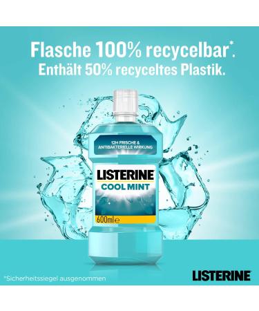 Buy Listerine Cool Mint Alcohol-Free Mouthwash - Antibacterial Mild Taste 6 x 600 ml - Healthy Teeth & Fresh Breath - International Shipping Available - Buy Online on GoSupps.com