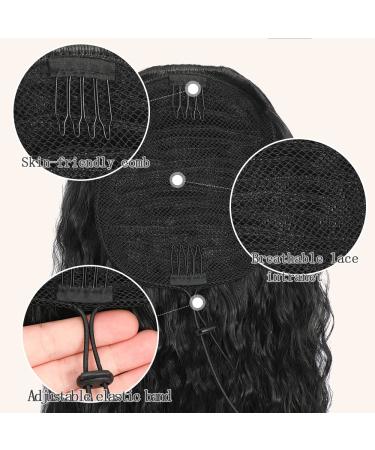 AFNOTE 24 Long Curly Drawstring Ponytail Extension - Synthetic Heat Resistant Fake Ponytail for Women (Black) - Buy Online on GoSupps.com