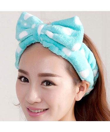 Minkissy 3PC Bowknot Makeup Elastic Headwraps - Flannel Hair Bands for Face Washing Spa & Cosmetics - Pink Blue Light Blue - Buy Online on GoSupps.com