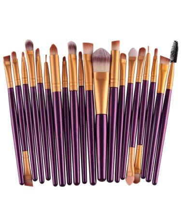 20 pieces of make -up brush set Set eyes shadow mixed brushes powder foundation eyes eyebrow lips eyeliner brushes cosmetic tool - purple & gold