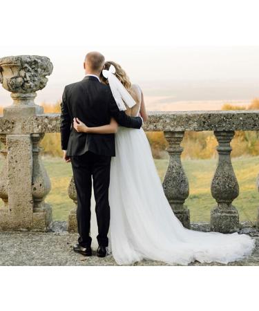 NICENEEDED White Mesh Bridal Hair Bow Clips Pearl Bowknot Bride Veil Hair Barrettes Wedding Tulle Hair Jewelry Clip for Bridesmaid Flower Girl Hair Decoration - Buy Online on GoSupps.com