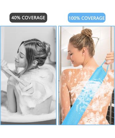 Lot de 2 serviettes exfoliantes pour le dos en nylon avec poign es (bleu + gris) - Buy Online on GoSupps.com