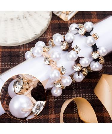 PAGOW 4PCS Black Elastic Hair Scrunchies with Pearls and Crystals | Hair Accessories for Women and Girls - Buy Online on GoSupps.com