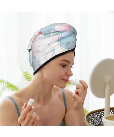 Buy Cute Elephant Bunny Flying Balloon Microfiber Hair Towel | Super Absorbent Coral Velvet Wrap for Long Curly & Thick Hair - Buy Online on GoSupps.com