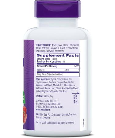 Natrol Melatonin Extra Strength 5mg - Fast Dissolve Strawberry Tablets (150 Pack) - Buy Online on GoSupps.com