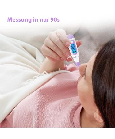 Basal Thermometer for Fertility & Ovulation Tracking - Digital LCD with Premom App - Cycle Control - Blue Backlight - Purple - Buy Online on GoSupps.com