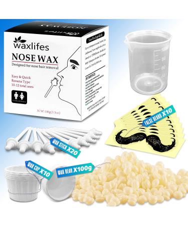 Nose Waxing Kit for Men - Ear Hair Wax Removal for Men & Women Painless Depilatory Nose Wax Beans Hair Removal with 20 Wax Sticks Applicators Over 20 Times Usage