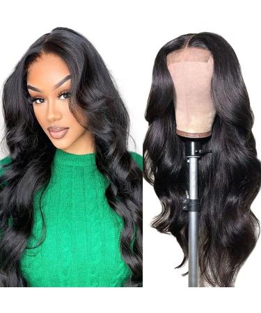Body Wave Lace Closure Wigs Human Hair Pre Plucked with Baby Hair 4x4 Lace Front Wigs for Black Women Human Hair 150 Density Soft Glueless Lace Closure Wigs Human Hair Natural Black Color 14 Inch 4x4 body wave wig 14 Inch
