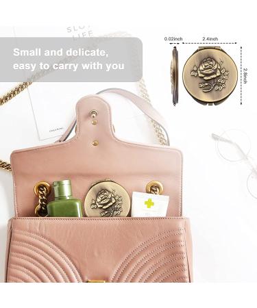 Retro Metal Compact Mirror 1x/2x Magnification - Bronze, Foldable & Portable - Buy Online on GoSupps.com