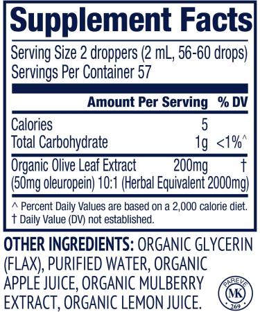 Vimergy USDA Organic Olive Leaf Extract - Immune Support & Antioxidant - 115ml - Buy Online on GoSupps.com