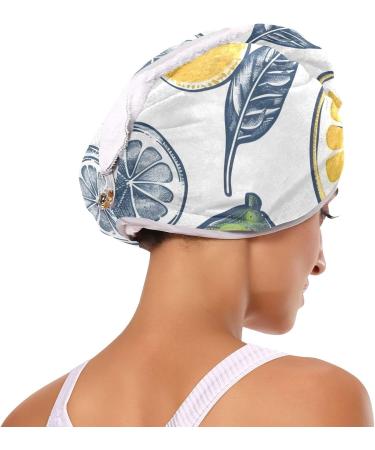 Retro Doodle Lime & Lemon Hair Towel 2 Pack | Super Absorbent Quick Dry Turbans for Women & Girls - Buy Online on GoSupps.com