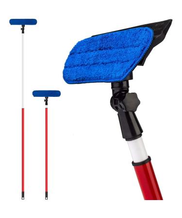 Tyroler 2-in-1 High Window Squeegee | Telescopic 1.1m-2m Handle | 100% Natural Rubber Head | Superior Durability and Protection | Microfiber Cloth & Rubber Squeegee Included | Glass Cleaning Equipment