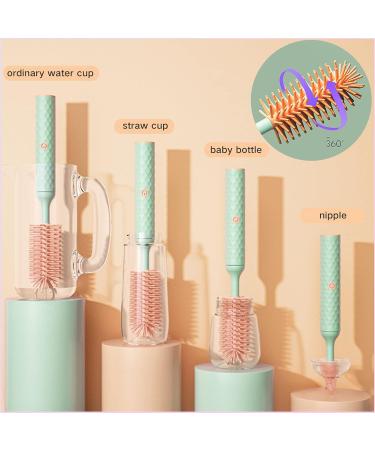 4Pcs Rechargeable Electric Silicone Bottle Brush Set - 2023 New Multifunctional Cleaner for Baby Bottles, Pacifiers, Straws - Blue - Buy Online on GoSupps.com