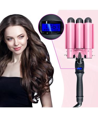 Awhoas 3 Barrel Curling Iron 32MM Hair Waver | Triple Barrel Hair Crimper for Women | Pink Curling Wand with LCD Temp Display - Buy Online on GoSupps.com