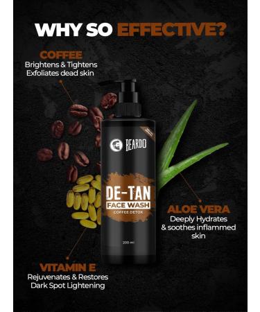 Be Ardo DeTan Face Wash for Men - Coffee & Aloe Vera | 200ml Natural Skincare - Buy Online on GoSupps.com