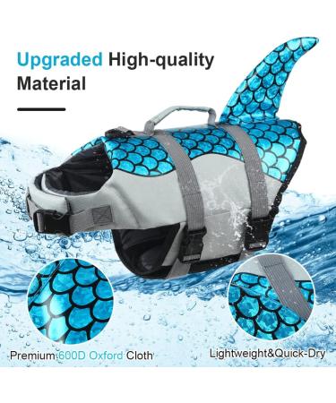 Emust Dog Chimney Shark Swimming Vest - Safety Lifeguard for Small Medium & Large Dogs - Blue (S) - Ideal for Pool Beach & Boating - Buy Online on GoSupps.com