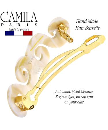 Camila Paris CP3169 Handmade French Hair Barrette Clip - White/Gold, Strong Hold Grip for Women/Girls, No Slip/Durable Styling Accessory - Made in France - Buy Online on GoSupps.com