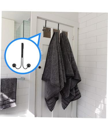 CHILDWEET Multipurpose Hanger 2pcs Double Hook Metal Clothes Rack Over Door Storage Rack Door Hook Hanger Multifunction Iron Gate 14x9cm Black - Buy Online on GoSupps.com