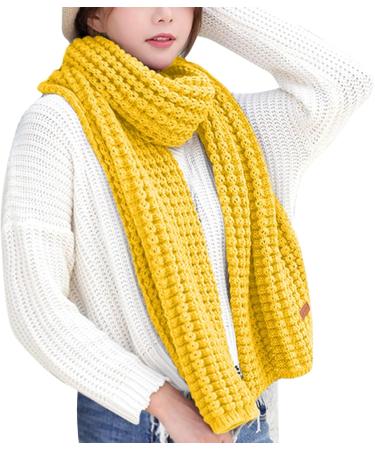 Women's Knitted Cashmere Scarf - Classic Yellow Poncho Neck Warmer | Soft Large Triangular Shawl for All Seasons - Buy Online on GoSupps.com