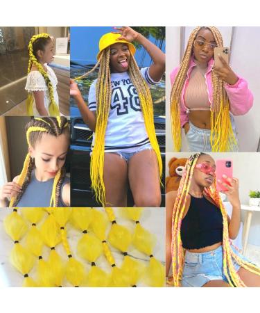 YDDM 26 Inch Pre Stretched Braiding Hair Extensions - Yellow Jumbo Braids (3 Packs) | Ideal for Braid Art & Hairstyles - Buy Online on GoSupps.com