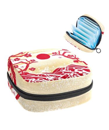 Women's bonds Still Pad Halter Japan's New Year Illustrations Portable Period Kit Bag Feminine product bag for women girls color3