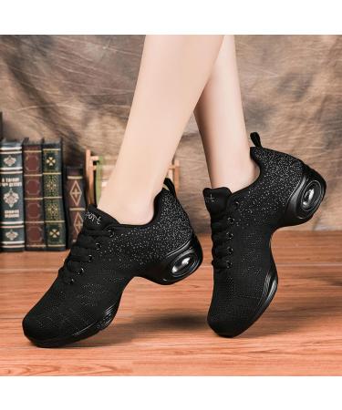 Buy Jazz Shoes for Women - Lace Up Dance Sneakers with Split Sole & Air Cushion - Modern Platform Shoes - Size 37 EU - Black - Buy Online on GoSupps.com