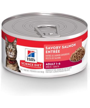 Hill's Science Diet Adult Canned Cat Food Savory Salmon + Liver & Chicken Entr e | 5.5 oz 24 Pack each - Buy Online on GoSupps.com