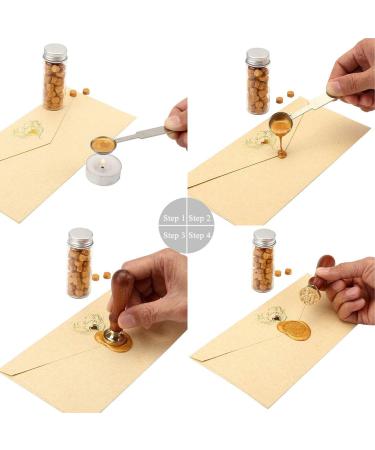 Gold Sealing Wax Beads  Yoption 300 Pieces Octagon Seal Wax Beads with 4 Candles and 2 Melting Spoons for Wax Seal Stamp (Gold) - Buy Online on GoSupps.com