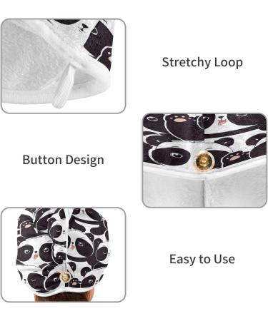 Panda Pattern Quick Dry Hair Cap Set - 2 Piece Super Absorbent Towel & Button Headband | Soft & Comfortable for All Hair Types - Buy Online on GoSupps.com
