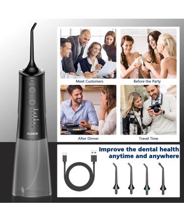 KUSKER Cordless Water Dental Flosser - 5 Modes, 4 Jet Tips - Rechargeable & Waterproof Oral Irrigator for Home & Travel (Black) - Buy Online on GoSupps.com