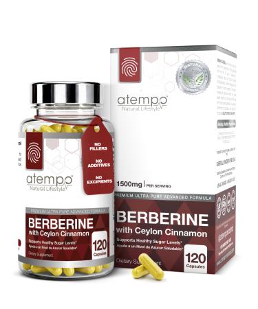 Berberine Supplement with Ceylon Cinnamon HCL 1500mg, Natural Berberine Extract for Metabolic Support & Overall Wellness 120 Capsules
