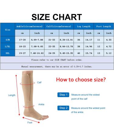 3 Pairs Zipper Compression Socks for Women - Open Toe Toeless Knee High Support Stockings (Black Brown Gray) - L/XL - Easy On & International Shipping - Buy Online on GoSupps.com