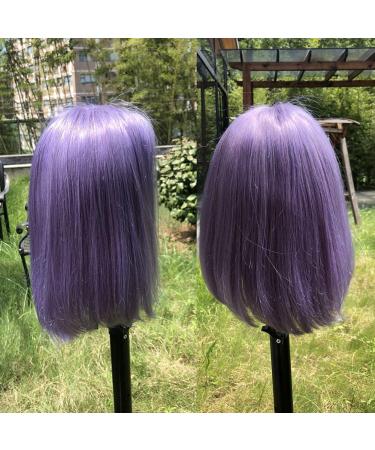 10 Light Purple Bob Wig Lace Front 13x6x1 Lilac Virgin Human Hair Bob Wig - 150% Density - Pre Plucked - Natural Hairline - Can be Colored - 10 Inch - Buy Online on GoSupps.com