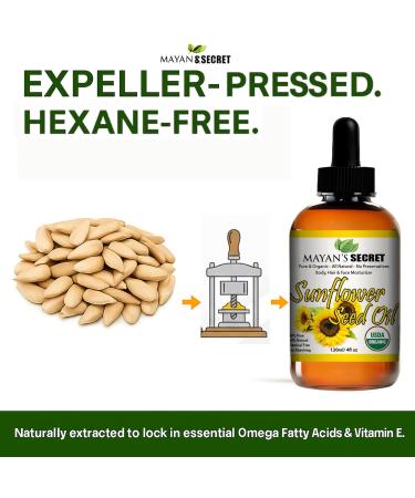 Mayan's Secret SUNFLOWER SEED OIL MOISTURIZER | All Natural Cold Pressed USDA Certified Organic | Best for Prone Oily Skin and Face 4oz - Buy Online on GoSupps.com