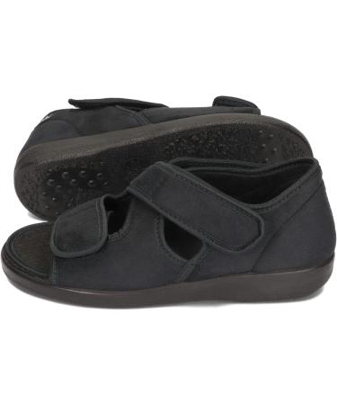 Orthopedic Shoes for Women & Men - Adjustable Width Sandals with Velcro & Insoles | Ortomed Microvelour Black 36-46 EU - Buy Online on GoSupps.com