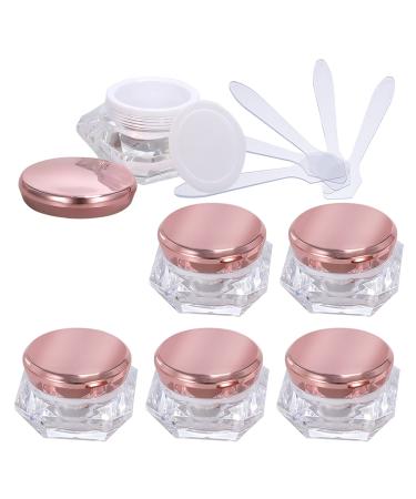 Zeoabsy 6 pieces Transparent Acrylic Diamond Form 15 ml plastic empty can with pink screw cap 15 ml of cream dose cremation trip for lotion nailart lip balm cream rosa 15ml