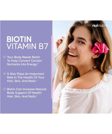 NUI NUTRA Biotin Supplement 10000mcg 150 Capsules - Vegan & Gluten Free for Hair Skin and Nail Support - Buy Online on GoSupps.com