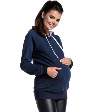 Zeta Ville Maternity Nursing Hoodie Sweatshirt with Zippers - Navy Blue - Buy Online on GoSupps.com