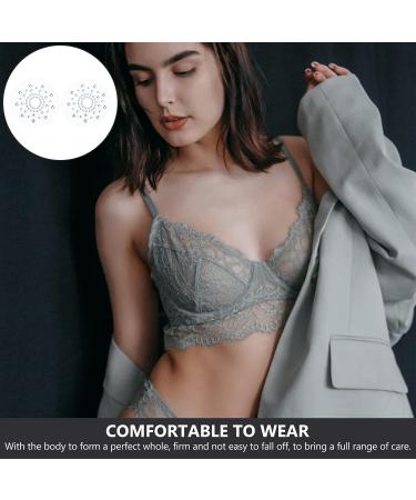 Glitter Rhinestone Nipple Covers Stickers - Reusable Sequins Pasties for Women - White - Buy Online on GoSupps.com
