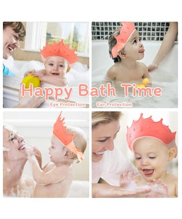 2PCS Crown Baby Shower Cap - Adjustable Bath Shield Visor for Kids - Red+Yellow - Buy Online on GoSupps.com