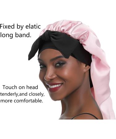 Sengterm Long Satin Hair Hood - Adjustable Silky Sleeping Hat for Women | Extra Big Size for Long Curls | Pink - Buy Online on GoSupps.com