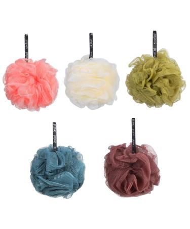 Beavorty 5pcs Shower Scrunchie exfoliating loofah Pouf Shower Ball Bath Sponge Scrub mesh Sponge Shower loofah Bath Scrubber Shower Puff Pouf Shower Scrubber Ball Bath Ball Clean Cushion