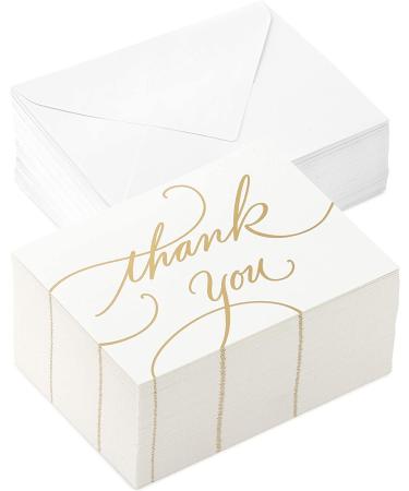 Gold Foil Script Hallmark Wedding Baby Shower Bridal Shower Thank You Cards - 100 Notes and Envelopes - Buy Online on GoSupps.com