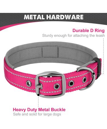 Joytale Softly Padded Neoprene Dog Collar for Extra Large Dogs - Reflective Nylon Bright Pink XL (1-Pack) - Durable Comfortable & Stylish - Buy Online on GoSupps.com