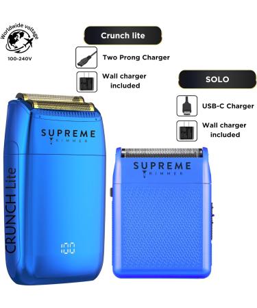 Supreme Trimmer Crunch Lite & Solo Foil Shaver Kit - Pro Barber Electric Foil Razor STF600 & STF101 Set | Blue - International Shipping Available - Buy Online on GoSupps.com