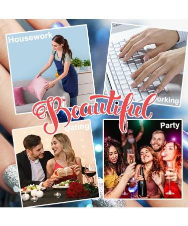 French White Short Square Press-On Toe Nails - 24Pcs Glitter Full Cover False Nails for Women and Girls - Buy Online on GoSupps.com
