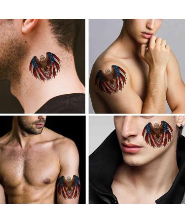 Dopetattoo America Flag 6 Sheets Temporary Tattoos - Eagle and July 4th Independence Day Design for Men and Women - Buy Online on GoSupps.com